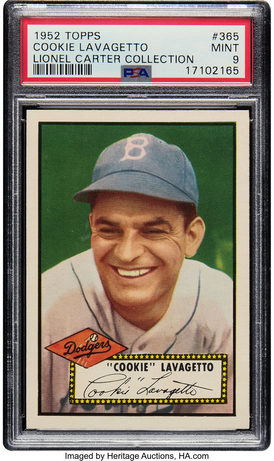 1952 Topps Cookie Lavagetto #365 PSA Mint 9 - None Superior! From the Lionel Carter Collection