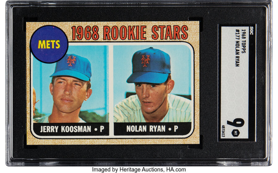 1968 Topps Nolan Ryan - Mets Rookie Stars #177 SGC Mint 9