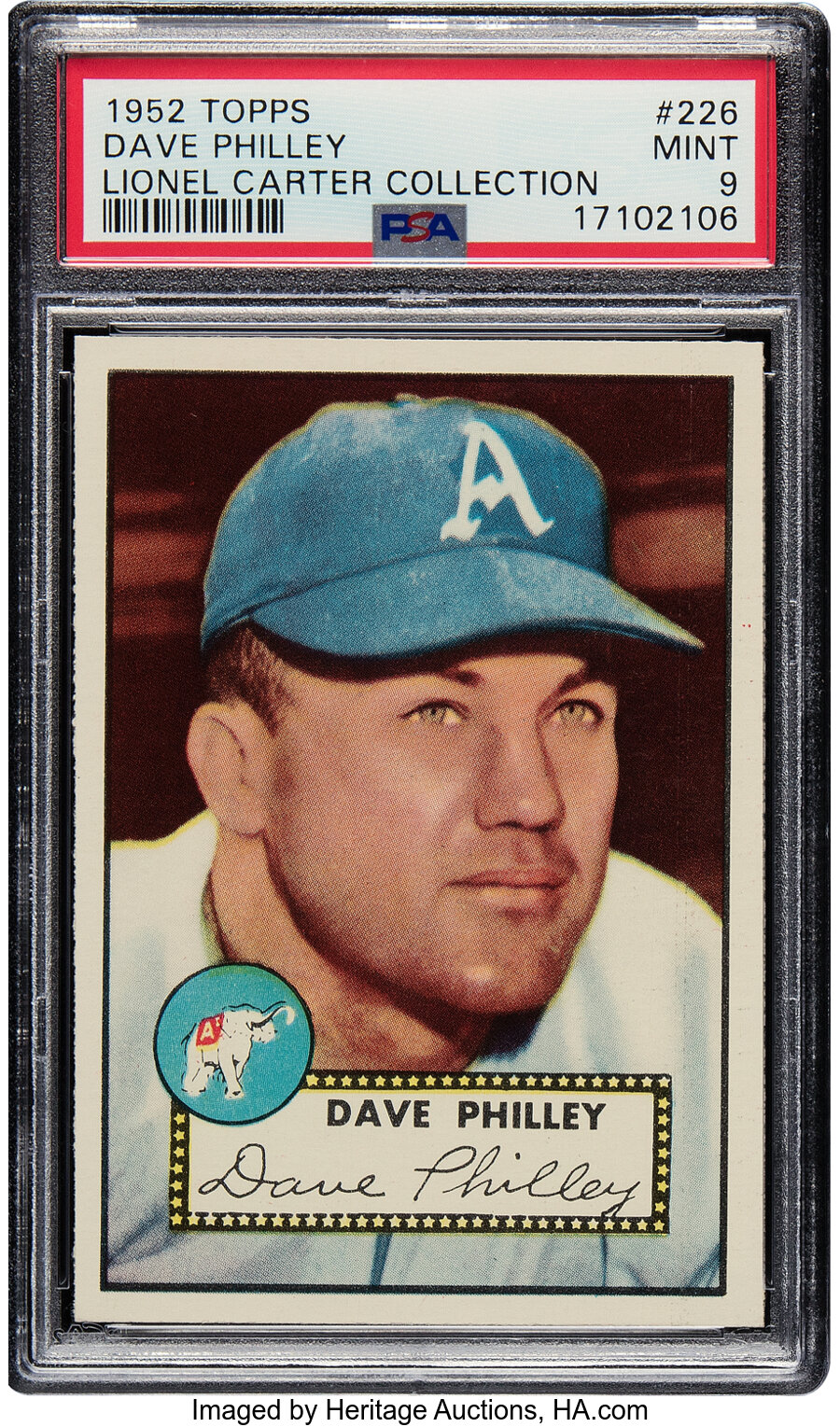 1952 Topps Dave Philley #226 PSA Mint 9 - Pop Five, None Superior! From the Lionel Carter Collection