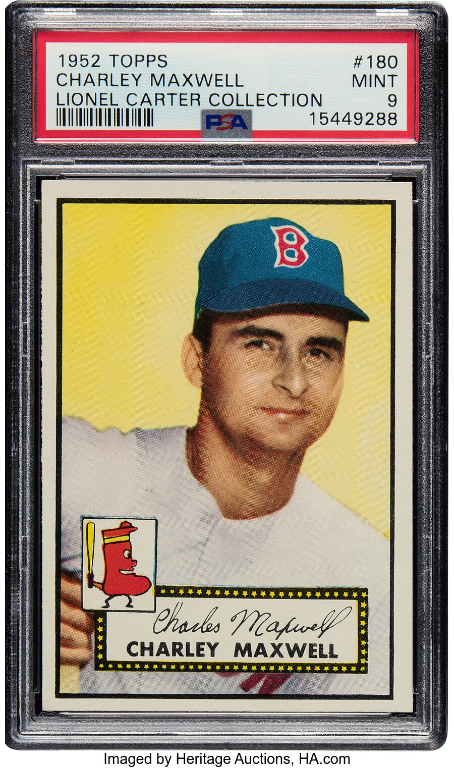1952 Topps Charley Maxwell Rookie #180 PSA Mint 9 - Pop Three, None Superior! From the Lionel Carter Collection