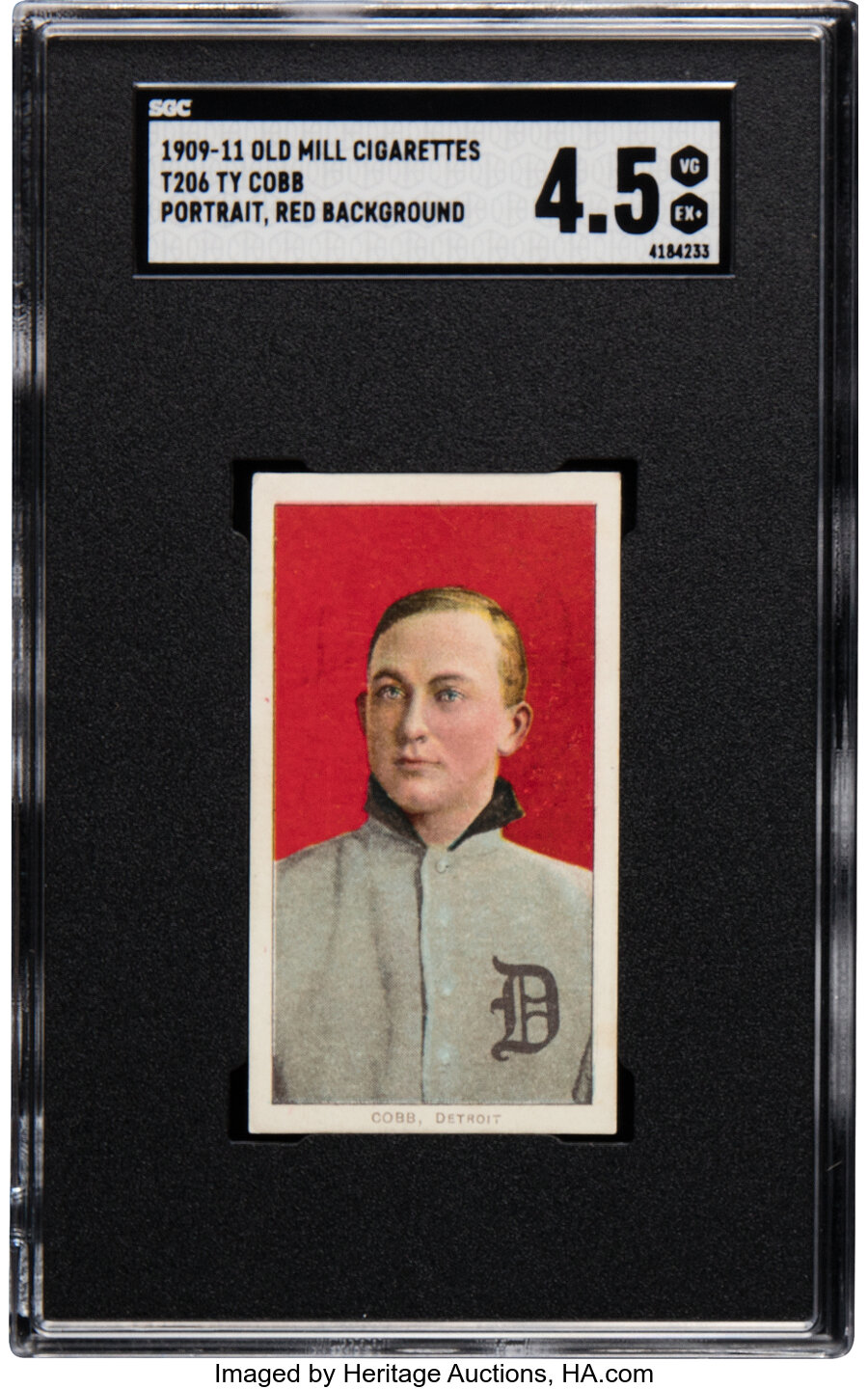1909-11 T206 Old Mill Ty Cobb (Portrait Red) SGC VG-EX+ 4.5 - Pop Two