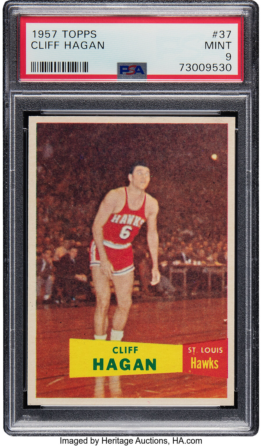 1957 Topps Cliff Hagan Rookie #37 PSA Mint 9 - Pop Three, None Higher!