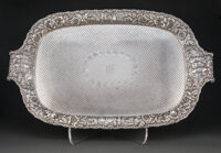 An American Chased Repoussé Silver Landscape Tray Attributed to S. Kirk & Son, early 20th century Marks: STER...