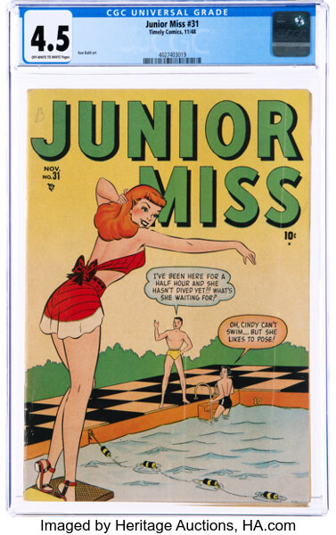 Golden Age (1938-1955):Humor, Junior Miss #31 (Timely, 1948) CGC VG+ 4.5 Off-white to white pages....