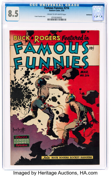 Golden Age (1938-1955):Science Fiction, Famous Funnies #216 Bethlehem Pedigree (Eastern Color, 1955) CGC VF+ 8.5 Cream to off-white pages....