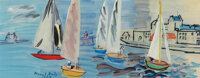 Raoul Dufy (French, 1877-1953) Deauville: le retour des régattes, 1934 Oil on canvas 11 x 27-1/2 inches (27.9 x 6...