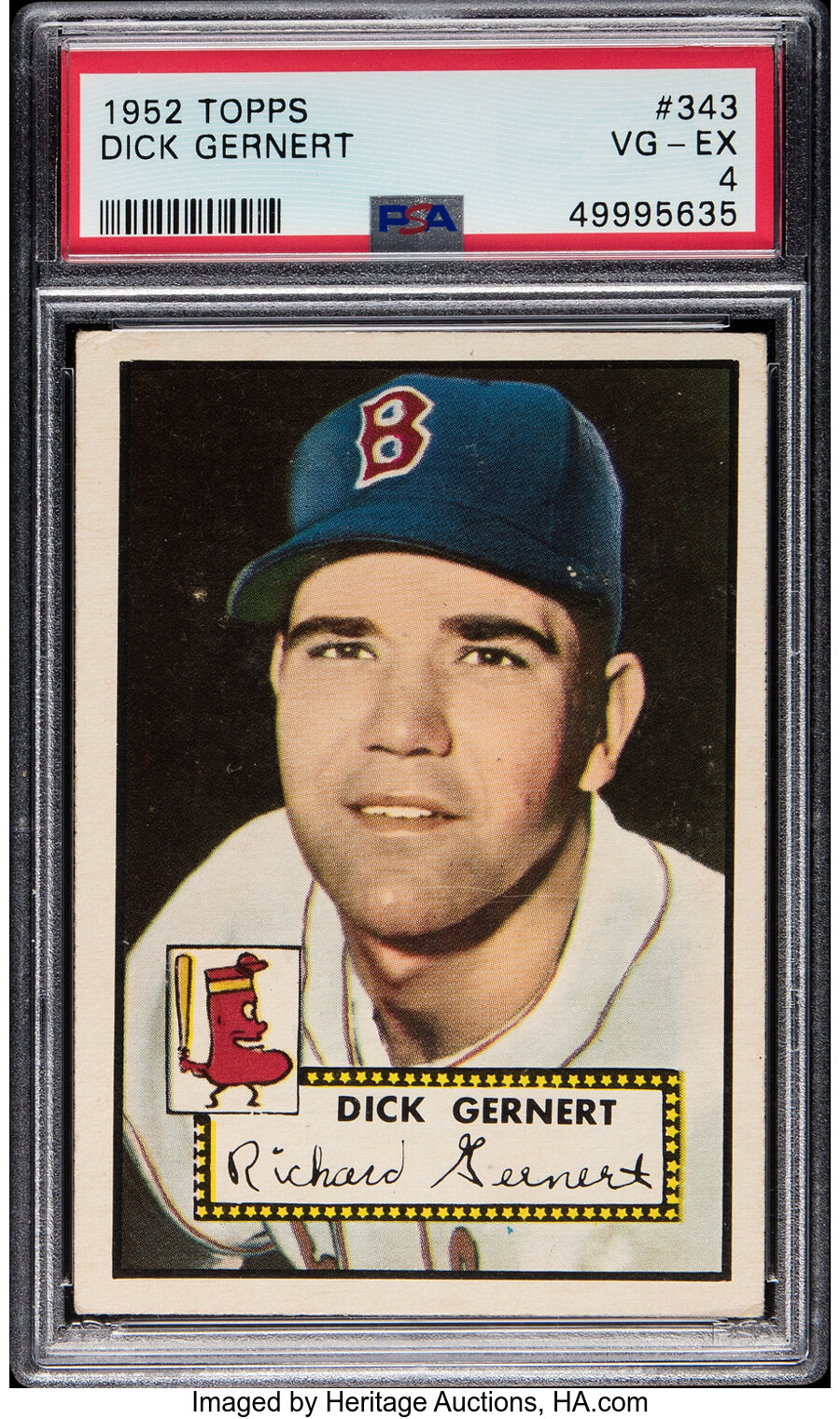 1952 Topps Dick Gernert Rookie #343 PSA VG-EX 4