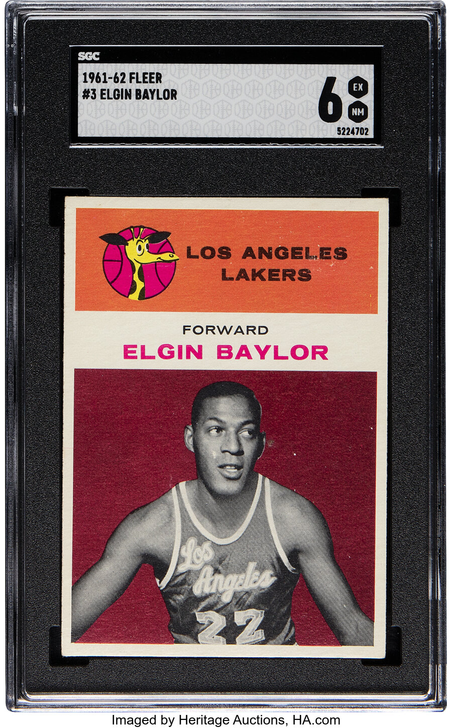 1961 Fleer Elgin Baylor Rookie #3 SGC EX-NM 6