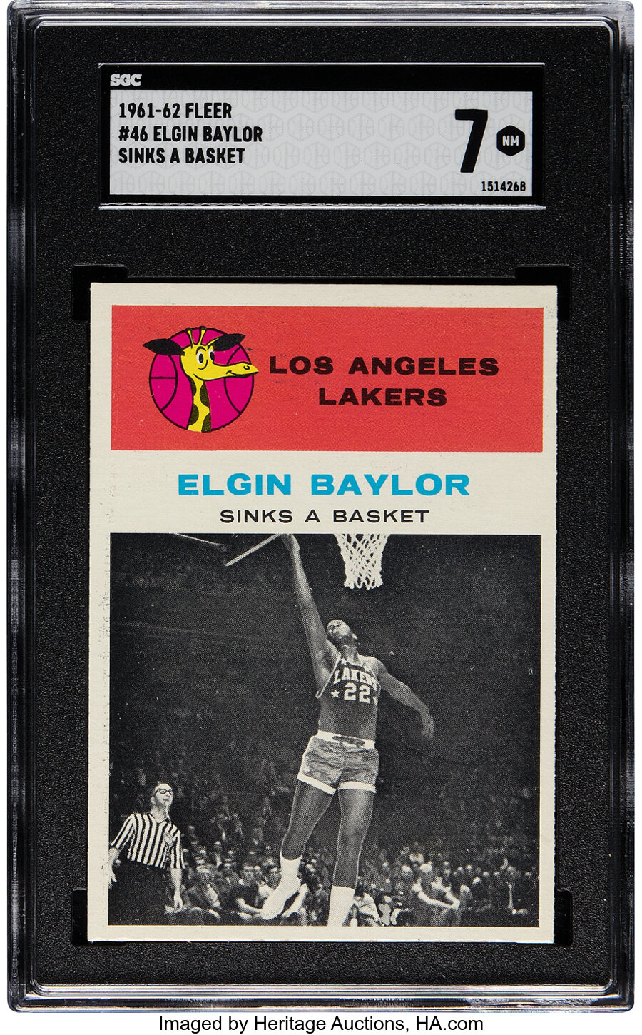1961 Fleer Elgin Baylor (In Action) Rookie #46 SGC NM 7