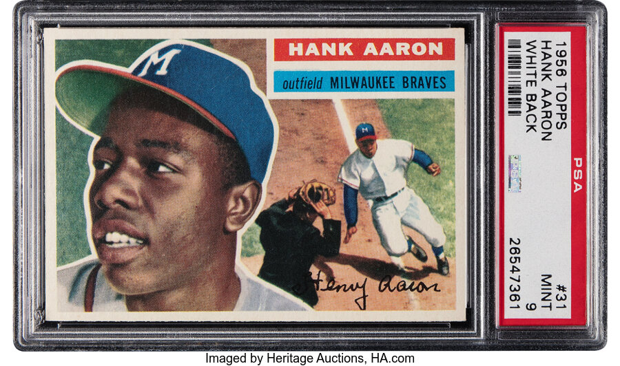 1956 Topps Hank Aaron (White Back) #31 PSA Mint 9 - Two Higher