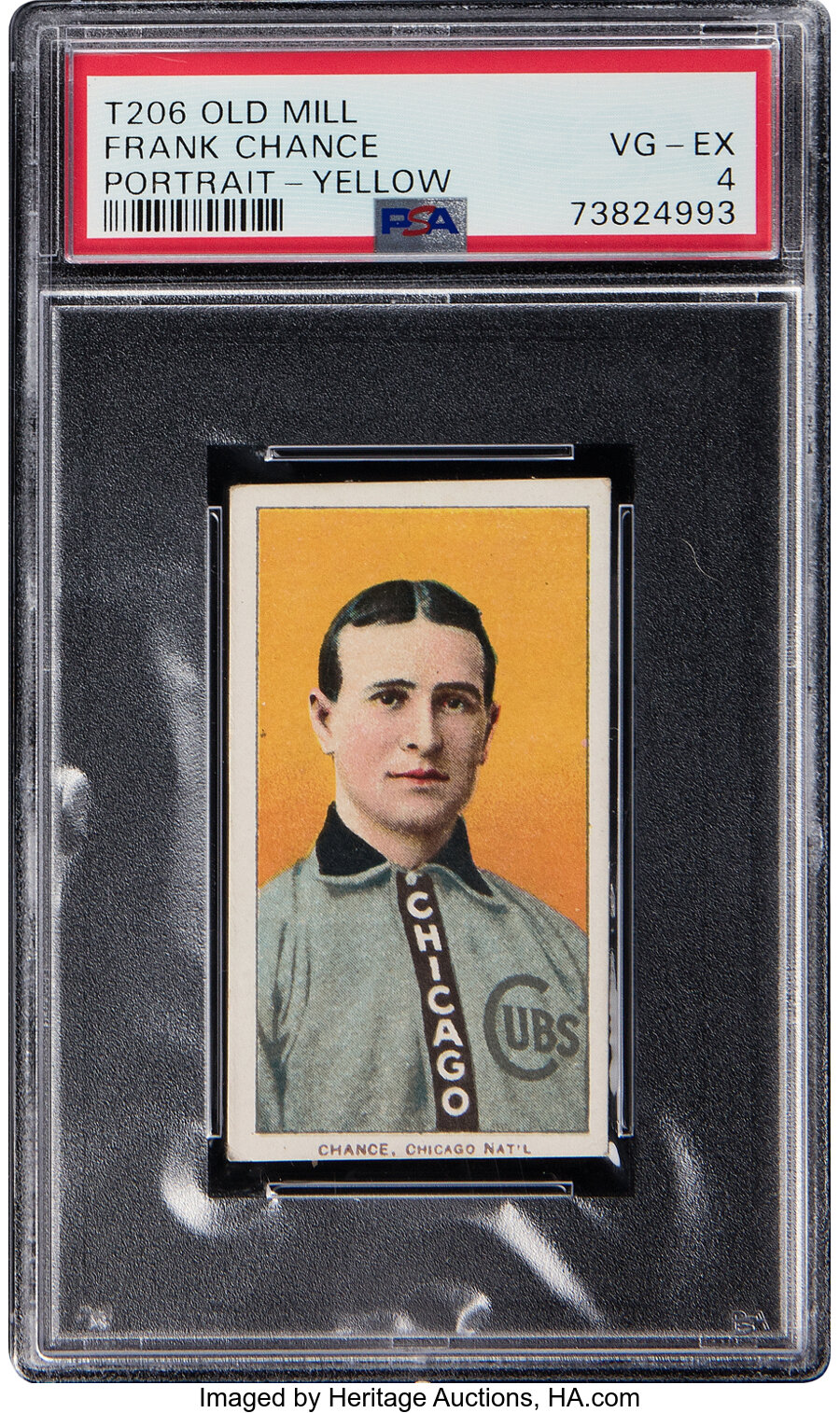 1909-11 T206 Old Mill Frank Chance (Yellow Portrait) PSA VG-EX 4