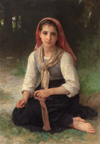 William Adolphe Bouguereau (French, 1825-1905) Bergère (Shepherdess), 1888 Oil on canvas 45-1/2 x 32-1/2 inches (...