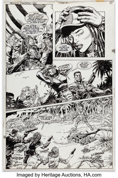 Original Comic Art:Story Page, Mark Heike and Ricardo Villagran Aliens vs. Predator: War #4 Story Page 5 Original Art (Dark...