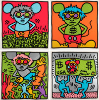 Keith Haring (1958-1990) Andy Mouse, 1986 Portfolio of 4 screenprints in colors on Lenox Museum Board 38 x 38 inches (96...