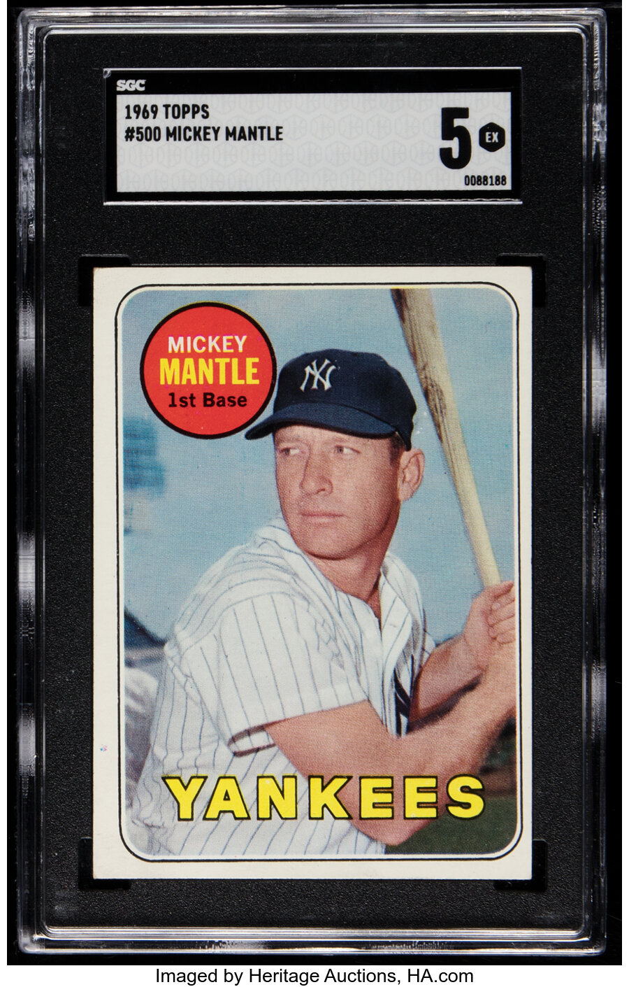 1969 Topps Mickey Mantle (Last Name In Yellow) #500 SGC EX 5