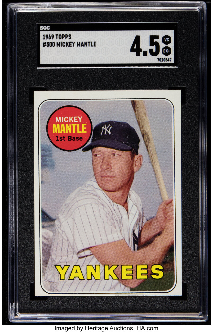 1969 Topps Mickey Mantle (Last Name In Yellow) #500 SGC VG/EX+ 4.5