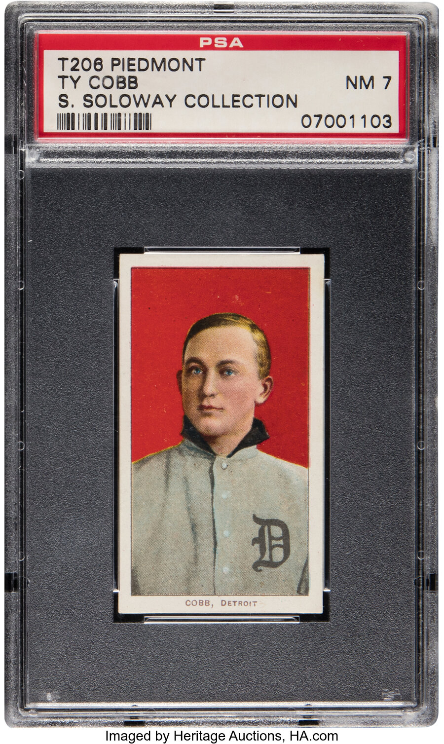 1909-11 T206 Piedmont Ty Cobb (Red Portrait) PSA NM 7 from the Dr. Stephen Soloway Collection