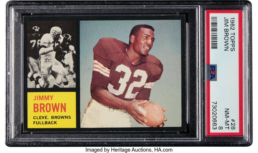1962 Topps Jim Brown #28 PSA NM-MT 8 - Only Six Graded Higher at PSA!