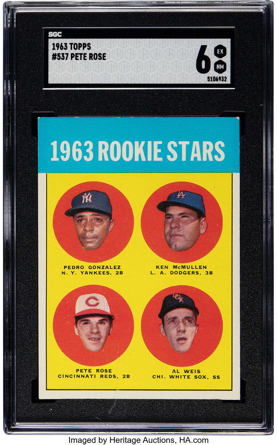 1963 Topps Pete Rose - 1963 Rookie Stars #537 SGC EX-NM 6