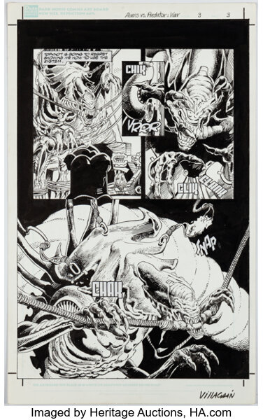 Original Comic Art:Story Page, Jim Hall and Ricardo Villagran Aliens vs. Predator: War #3 Story Page 3 Original Art (Dark H...