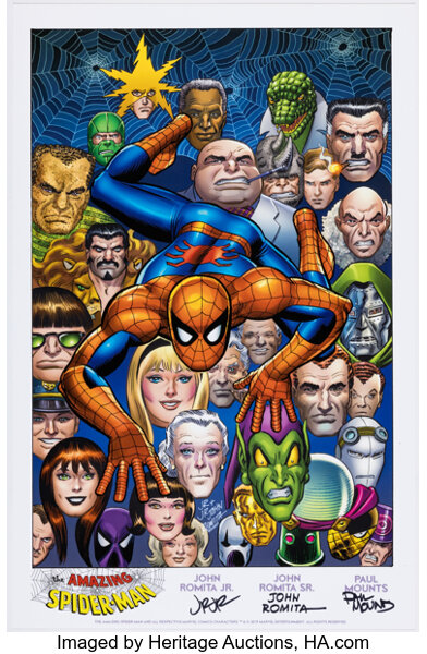 Memorabilia:Print, John Romita Jr. and John Romita Sr. Amazing Spider-Man Signed Print (Marvel Entertainment, 2...