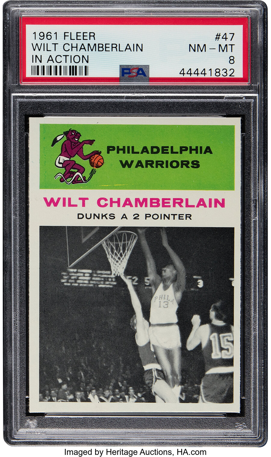 1961 Fleer Wilt Chamberlain (In Action) Rookie #47 PSA NM-MT 8