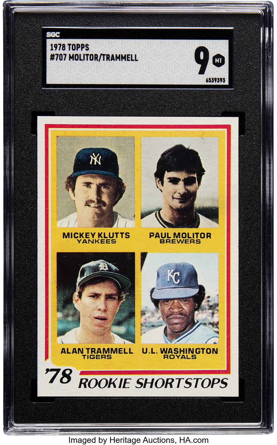 1978 Topps Rookie Shortstops - Molitor & Trammel #707 SGC Mint 9