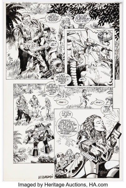 Original Comic Art:Story Page, Mark G. Heike and Ricardo Villagran Aliens vs. Predator: War #4 Story Page 17 Original Art (...