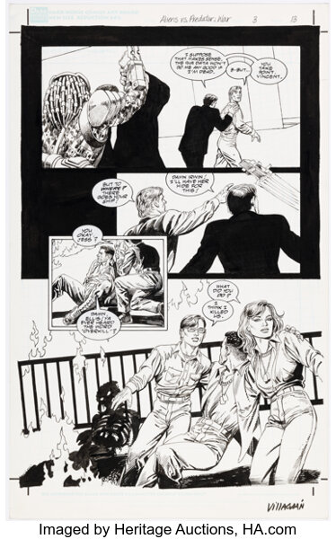 Original Comic Art:Story Page, Jim Hall and Ricardo Villagran Aliens vs. Predator: War #3 Story Page 13 Original Art (Dark ...