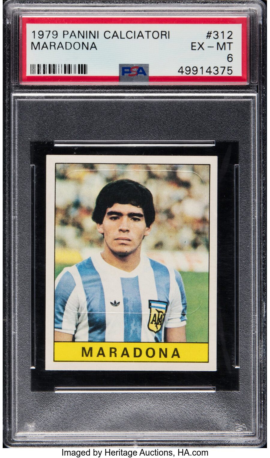 1979 Panini Calciatori Diego Maradona Rookie #312 PSA EX-MT 6