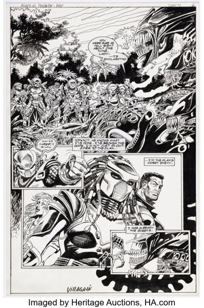 Original Comic Art:Story Page, Mark G. Heike and Ricardo Villagran Aliens vs. Predator: War #4 Story Page 8 Original Art (D...