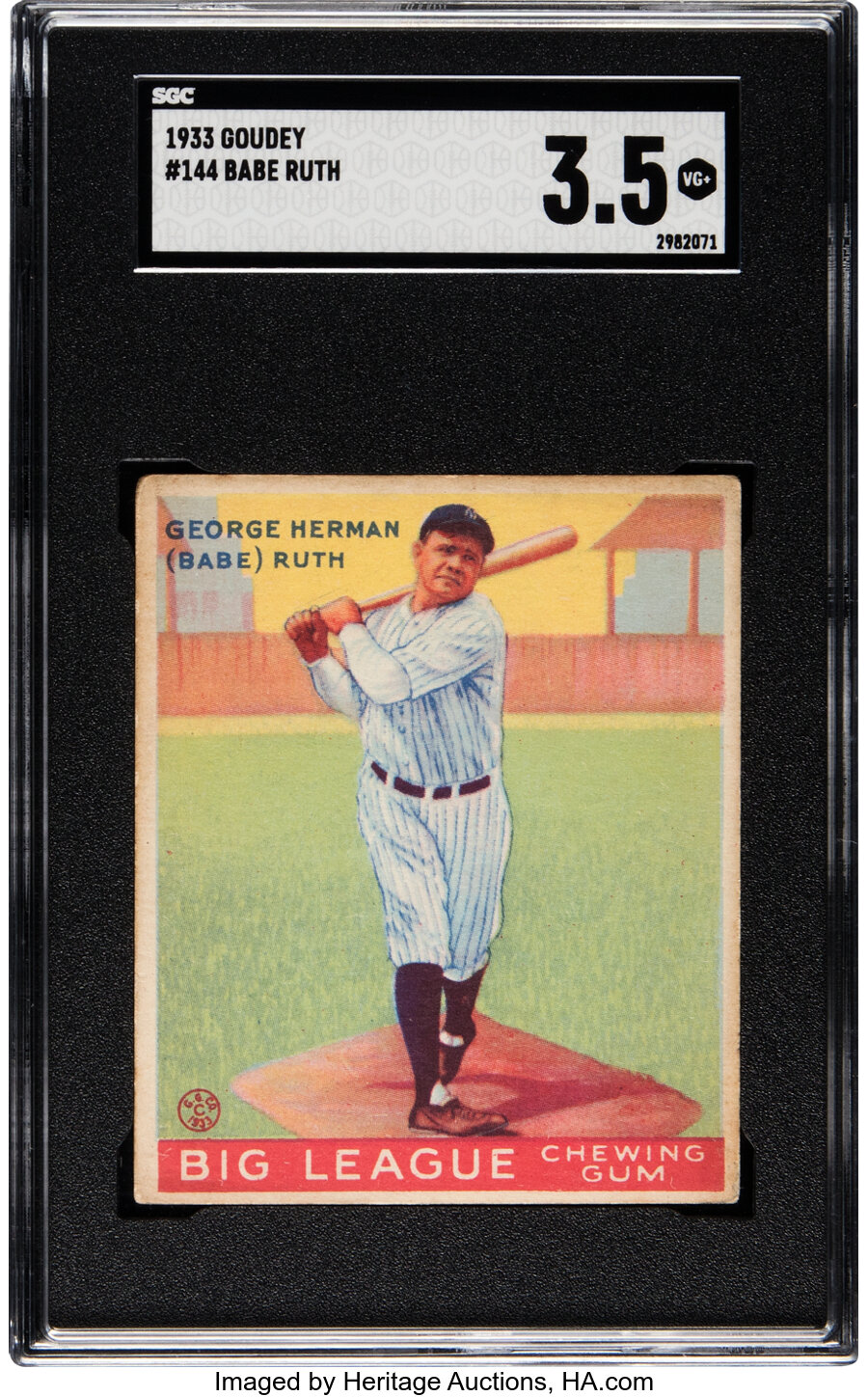1933 Goudey Babe Ruth #144 SGC VG+ 3.5