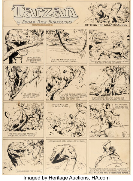Original Comic Art:Comic Strip Art, Hal Foster Tarzan Sunday ...
