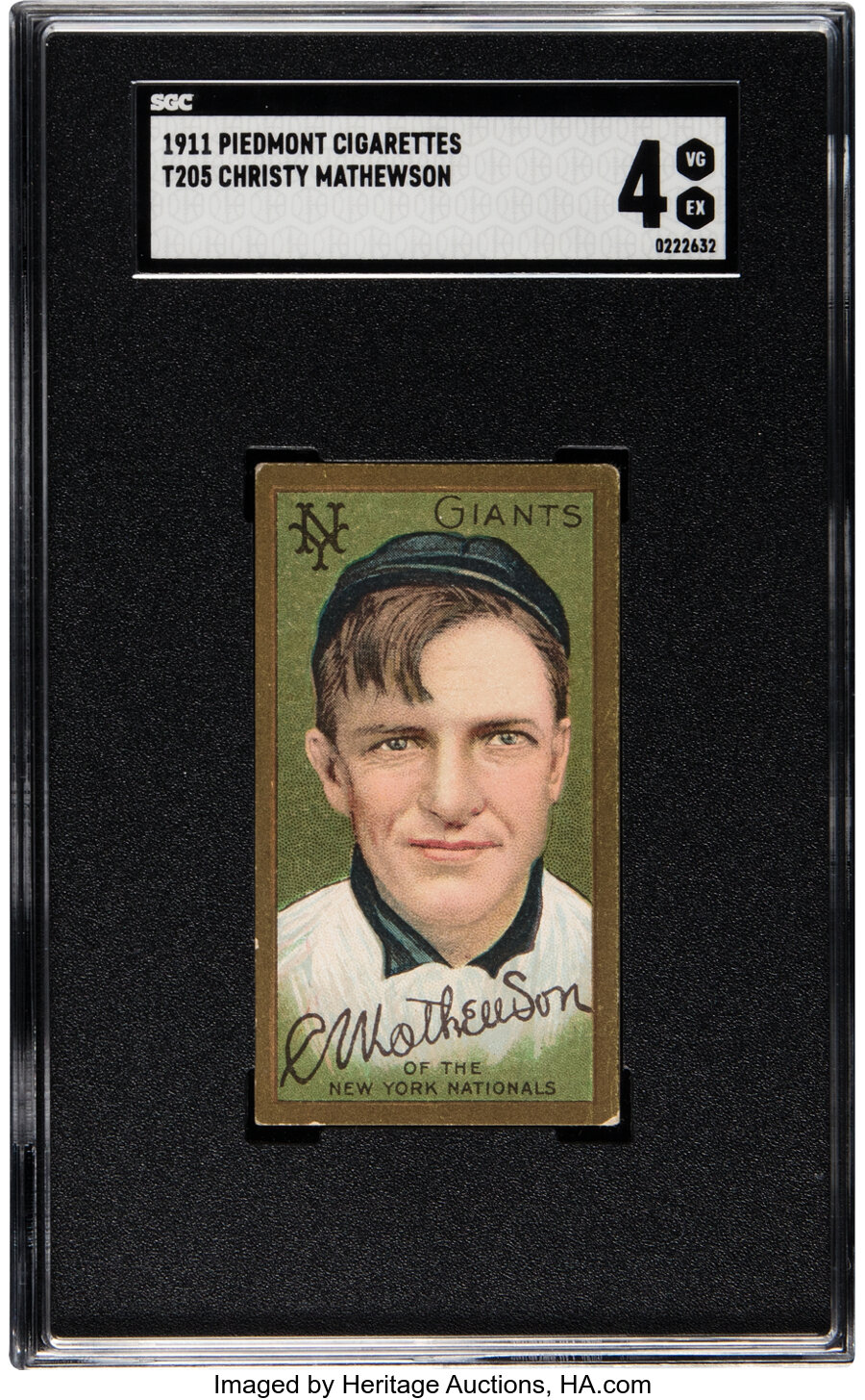 1911 T205 Piedmont Christy Mathewson SGC VG/EX 4