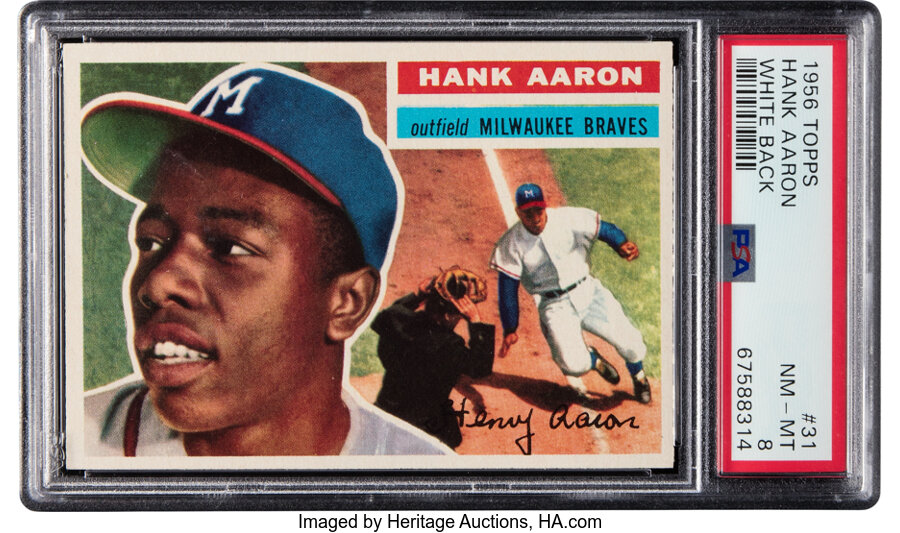 1956 Topps Hank Aaron (White Back) #31 PSA NM-MT 8