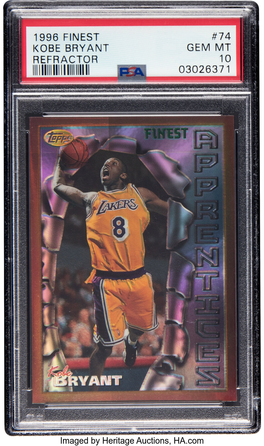 1996 Topps Finest Kobe Bryant (Refractor) Rookie #74 PSA Gem Mint 10