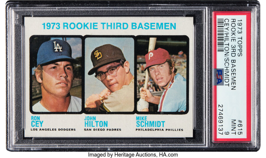 1973 Topps Mike Schmidt & Ron Cey - Rookie 3rd Basemen #615 PSA Mint 9