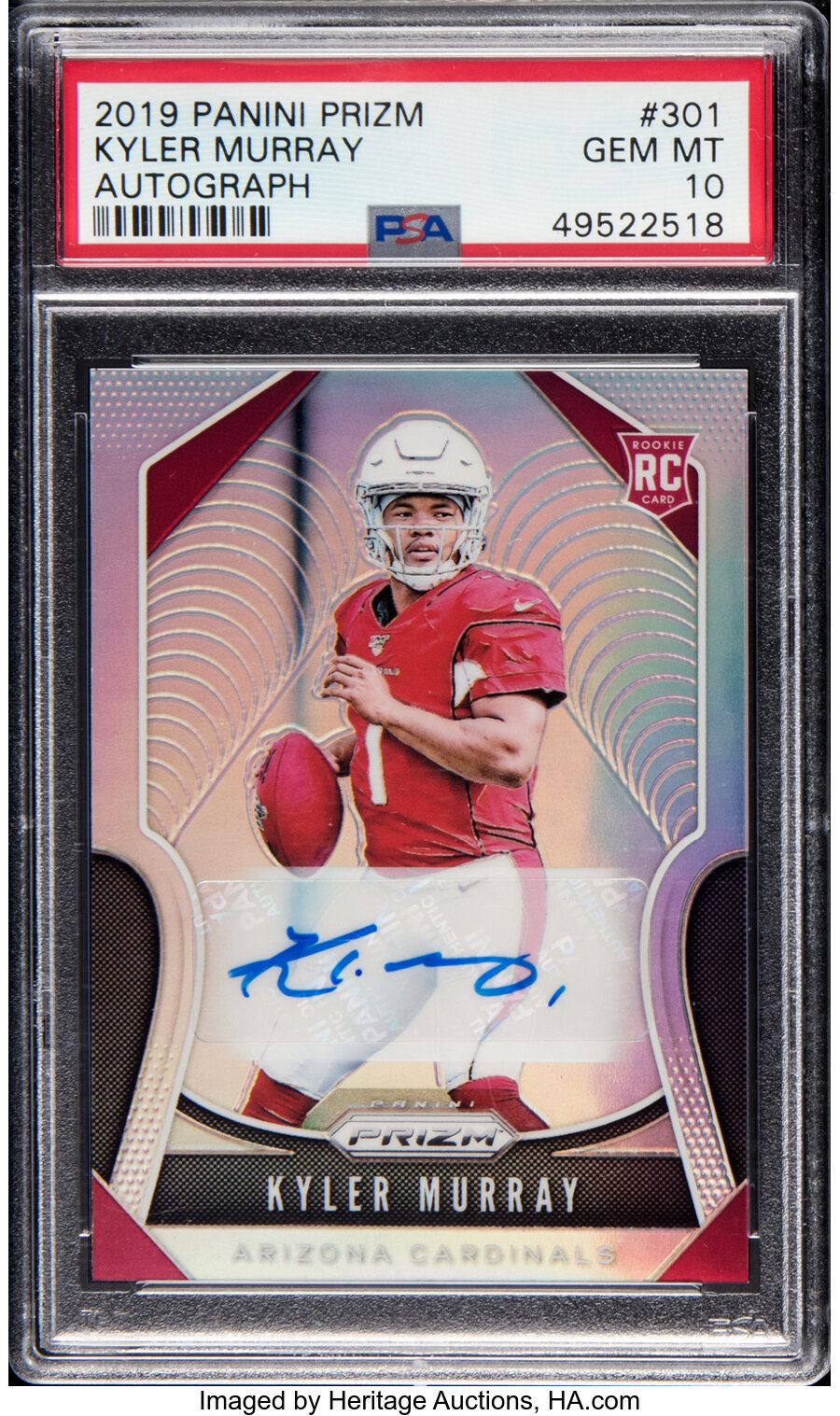 2019 Panini Prizm Kyler Murray (Rookie Autographs) #301 PSA Gem Mint 10