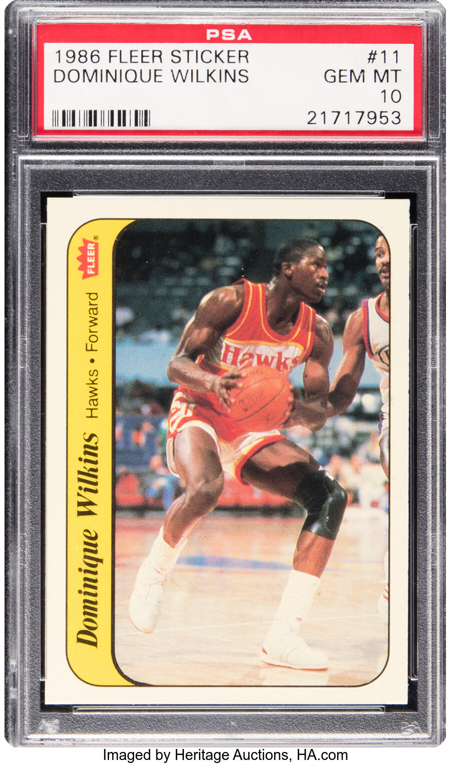 1986 Fleer Sticker Dominique Wilkins Rookie #11 PSA Gem Mint 10