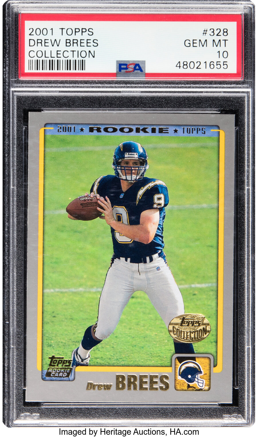 2001 Topps Collection Drew Brees Rookie #328 PSA Gem Mint 10