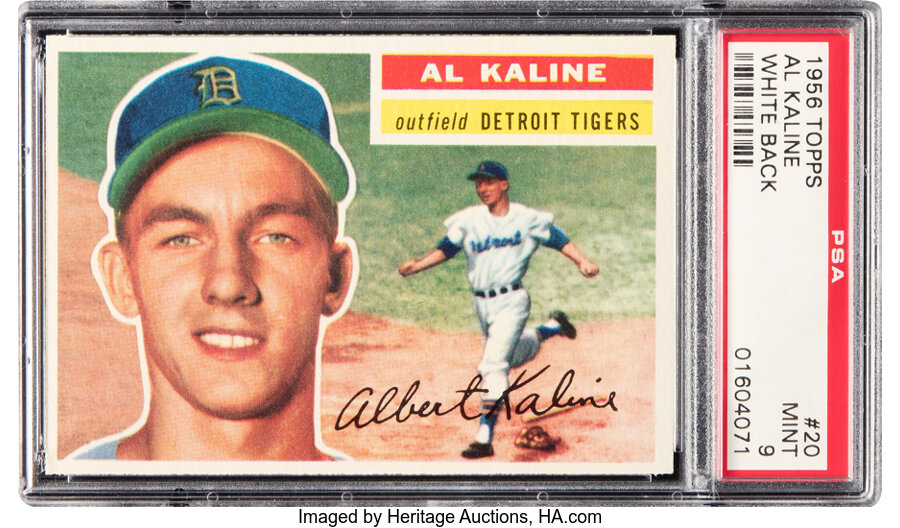 1956 Topps Al Kaline (White Back) #20 PSA Mint 9 - Only Two Higher!