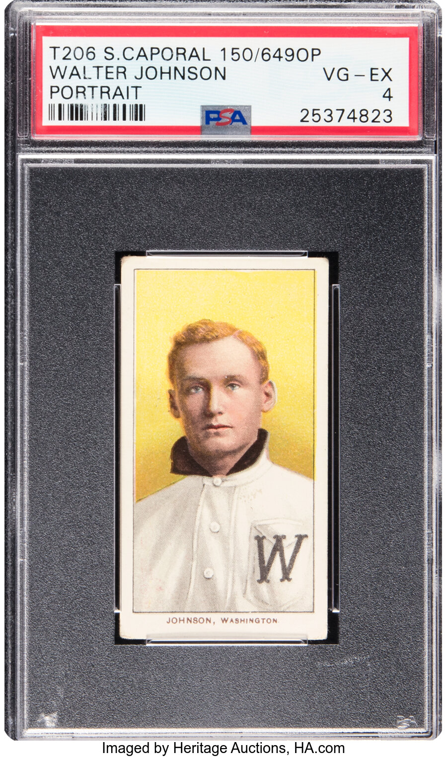 1909-11 T206 Sweet Caporal 150/649OP Walter Johnson (Portrait) PSA VG-EX 4 (PWCC-A)