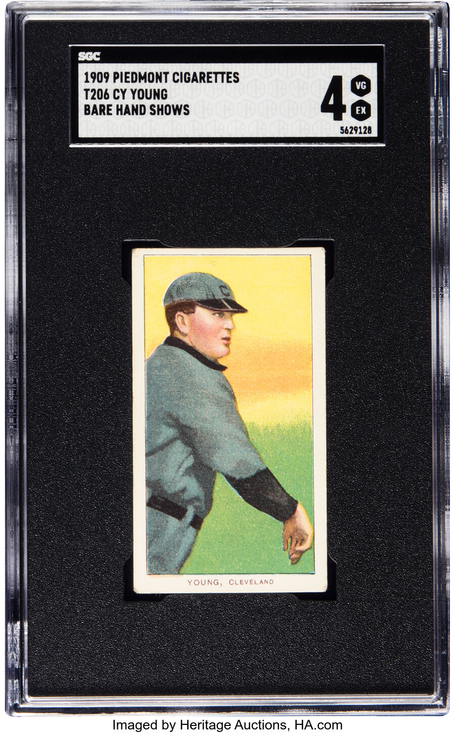 1909-11 T206 Piedmont 150 Cy Young (Bare Hands Shows) SGC VG-EX 4
