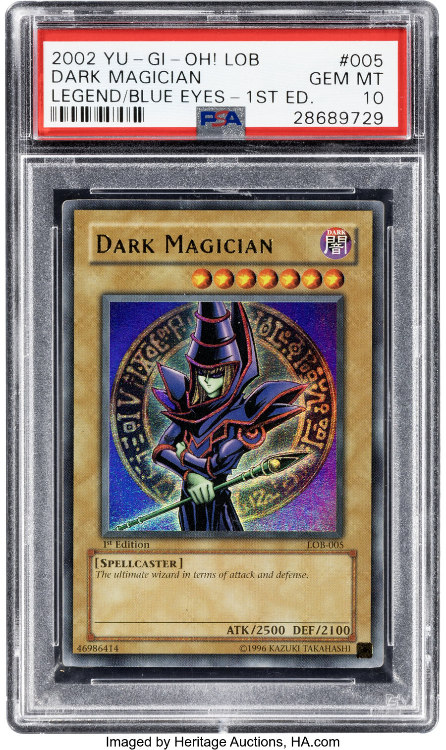 Yu-Gi-Oh! Dark Magician 005 1st Edition Legend of Blue Eyes White Dragon PSA Trading Card Game GEM MT 10 (Konami, 2002)