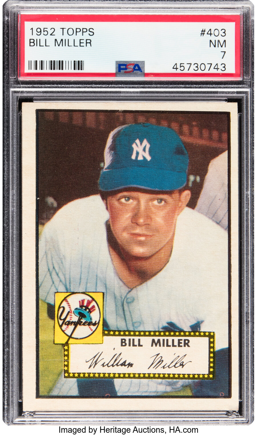 1952 Topps Bill Miller Rookie #403 PSA NM 7