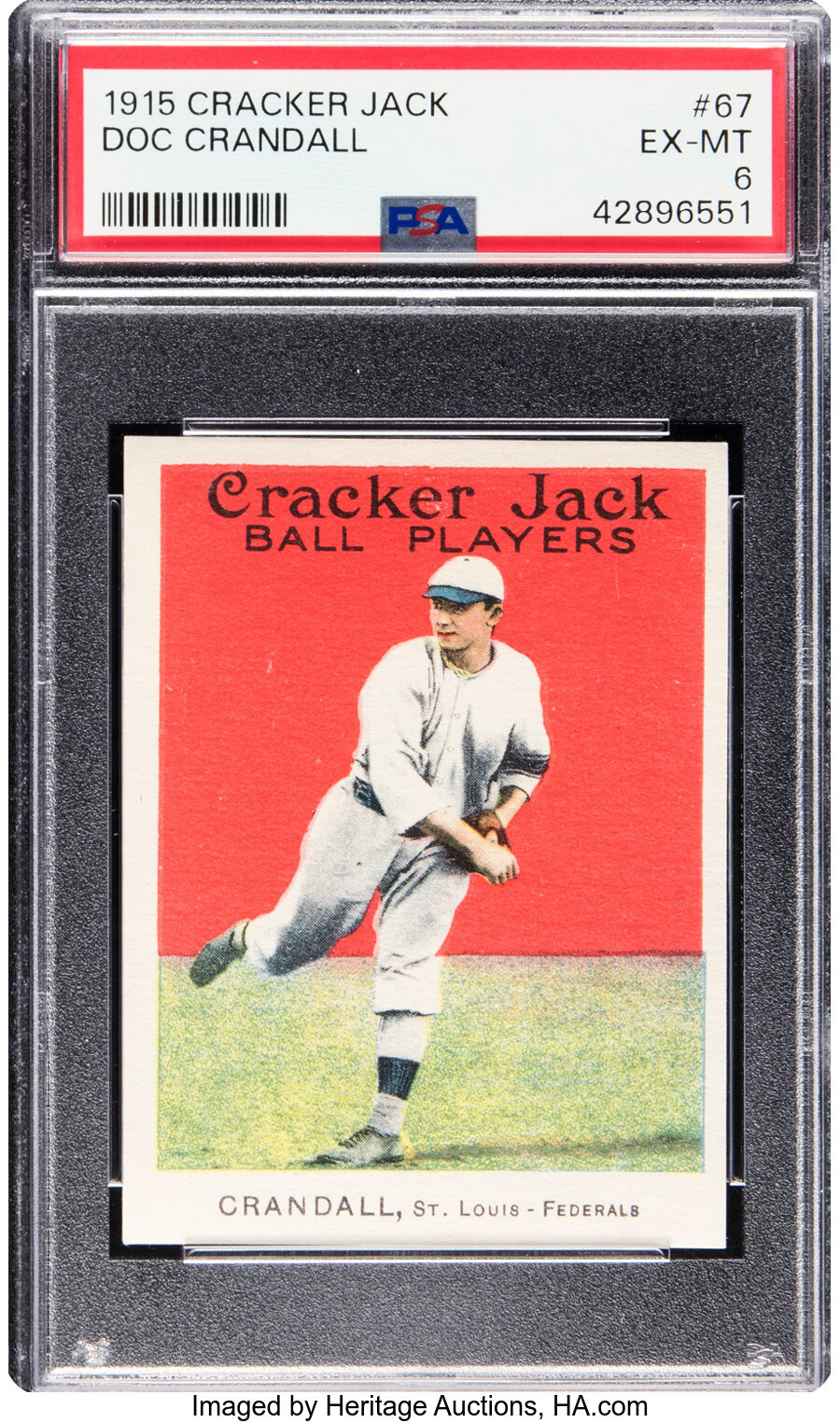 1915 Cracker Jack Doc Crandall #67 PSA EX-MT 6