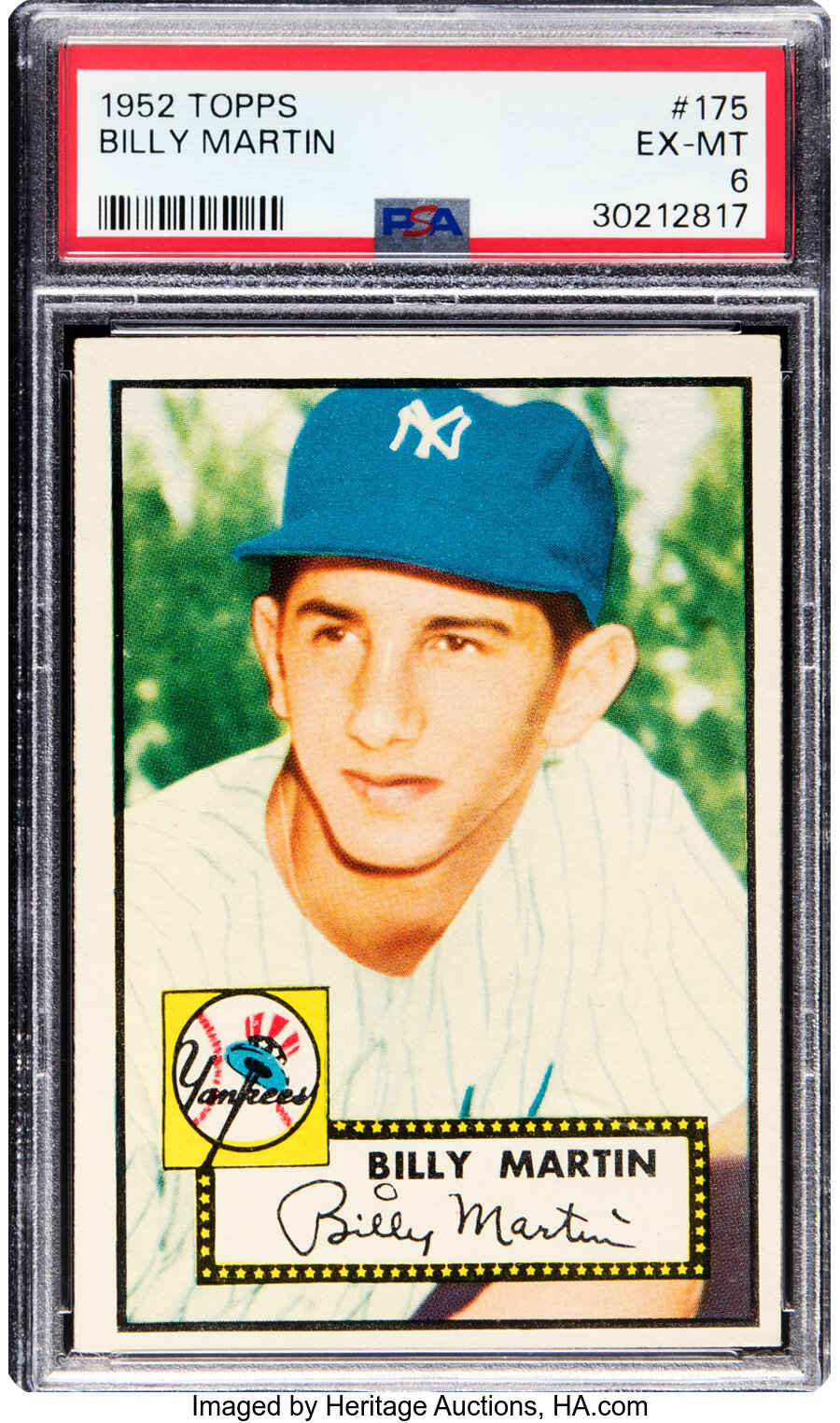 1952 Topps Billy Martin Rookie #175 PSA EX-MT 6