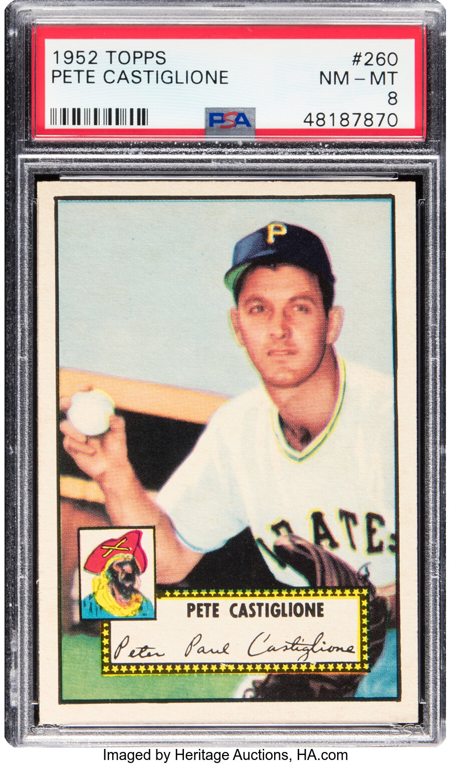 1952 Topps Pete Castiglione #260 PSA NM-MT 8 - Four Higher!