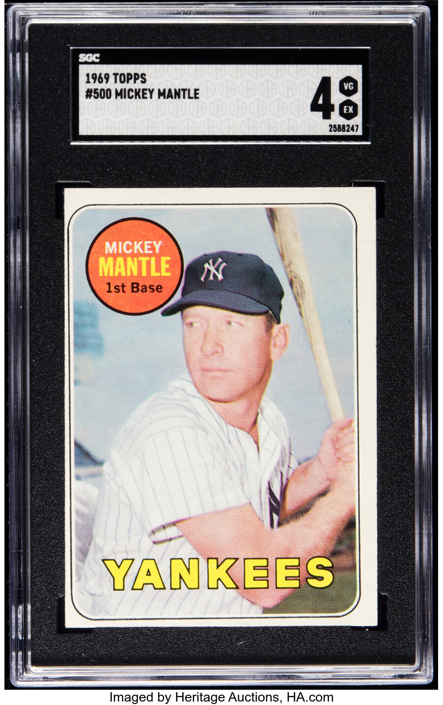 1969 Topps Mickey Mantle (Last Name In Yellow) #500 SGC VG/EX 4