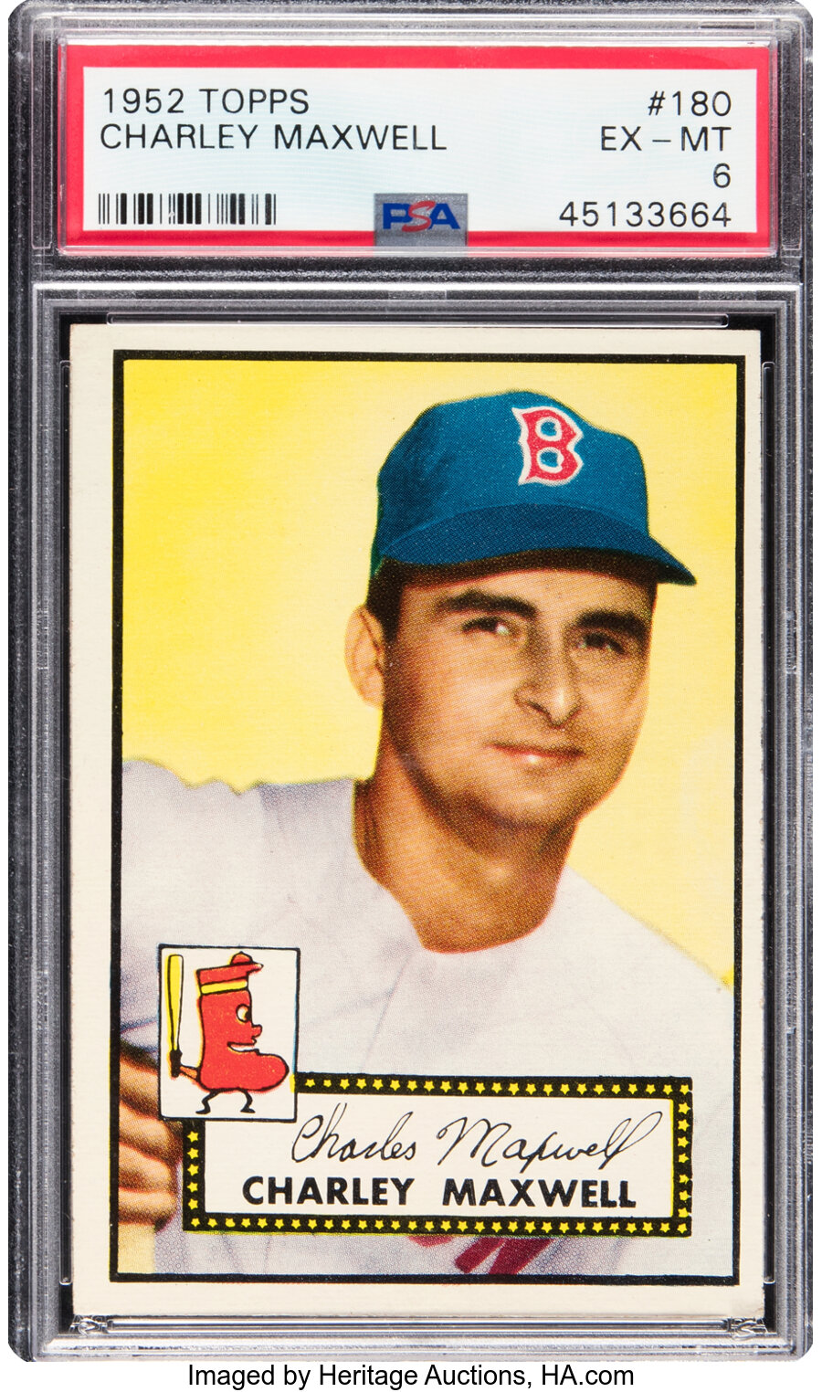 1952 Topps Charley Maxwell Rookie #180 PSA EX-MT 6